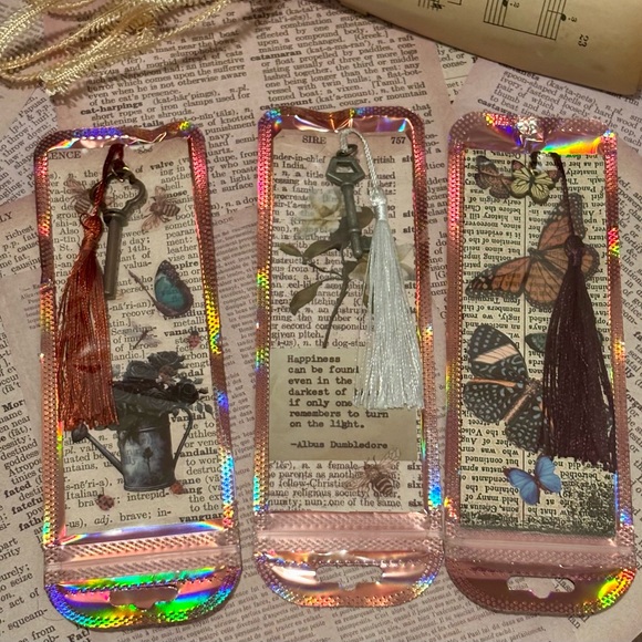 Handmade Other - Set of 3 Vintage Inspired Bookmarks | Individually Sealed | Silk Tassels